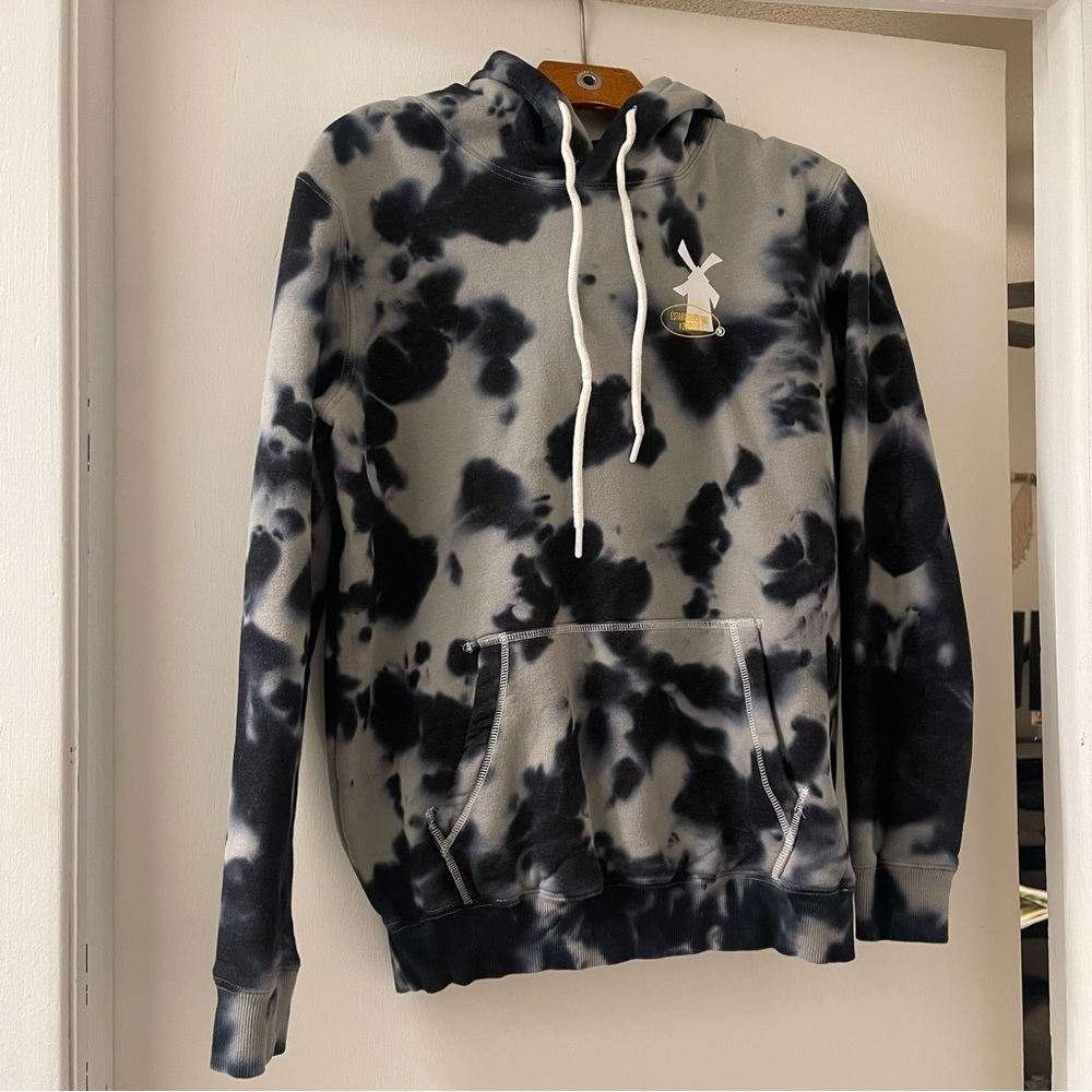 Black and Gray Tie-Dye Dutch Bros Hoodie